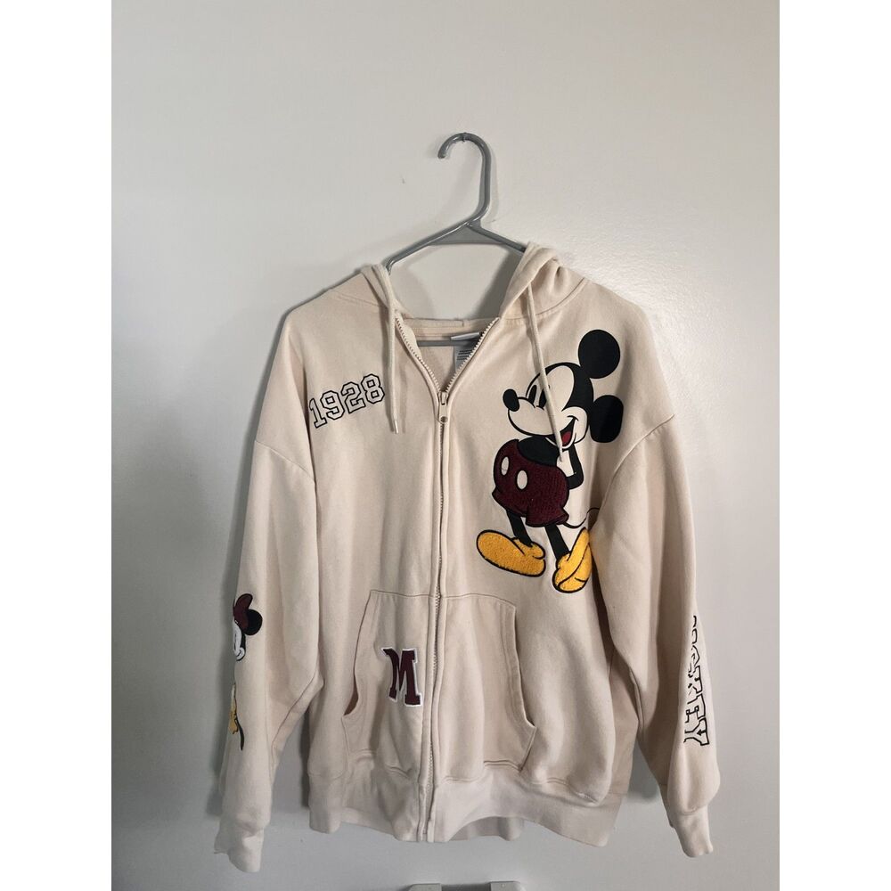 Disney Embrodiered Patchwork Mickey & Friends Zip Up Sweatshirt Size XXL